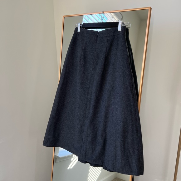 NWT🔖Lobbster Vietnamese Designer Brand Grey Draped Midi Skirt Wool A-line - Picture 9 of 12